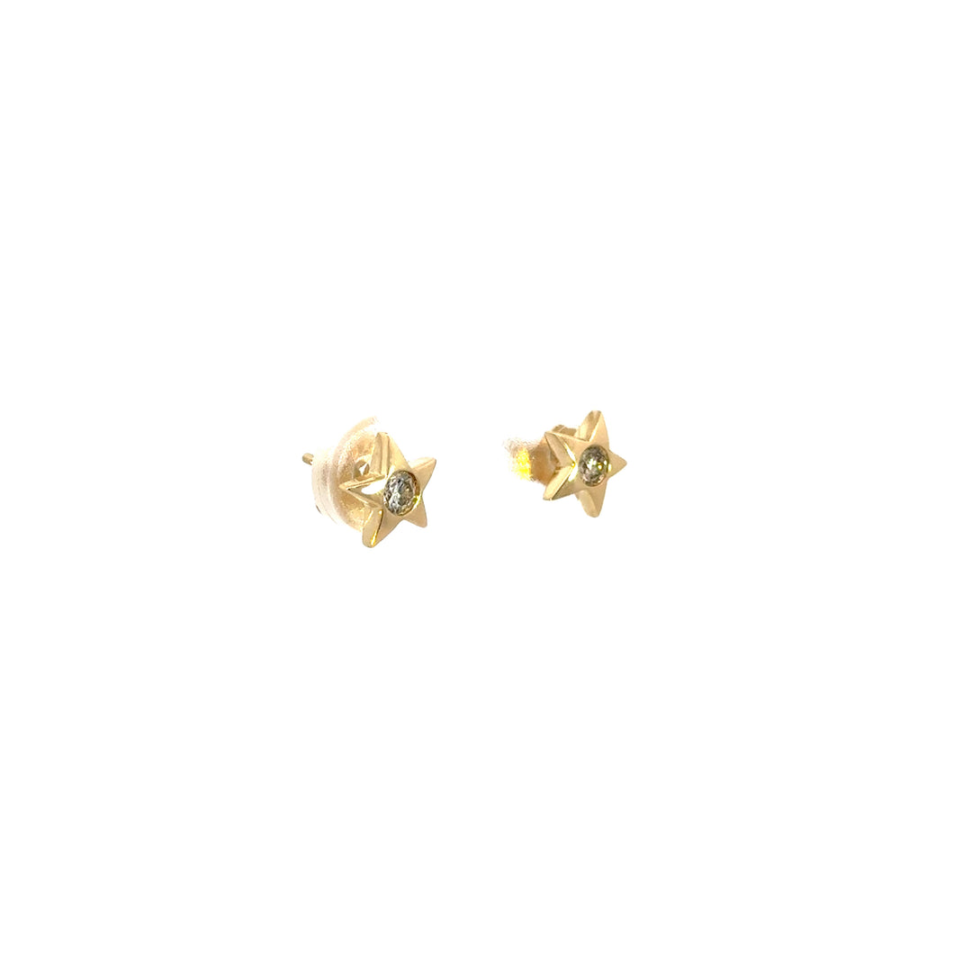 14k Solid Gold Diamond Star Studs. EFC52671Y