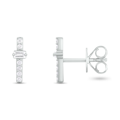 ER421149. 14K Solid Gold Diamond Bar Studs