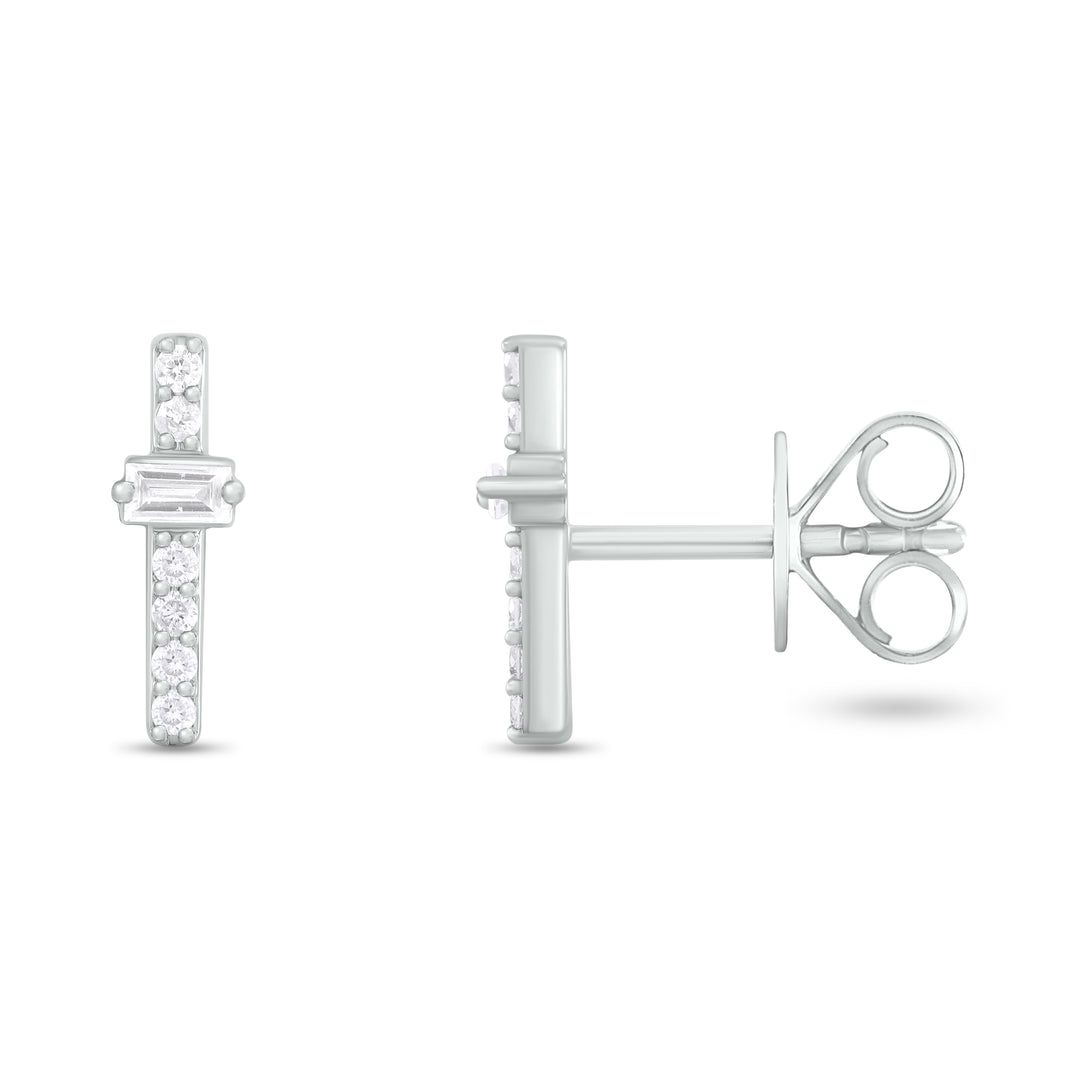 ER421149. 14K Solid Gold Diamond Bar Studs
