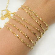 14K Solid Yellow Gold Singapore Chain