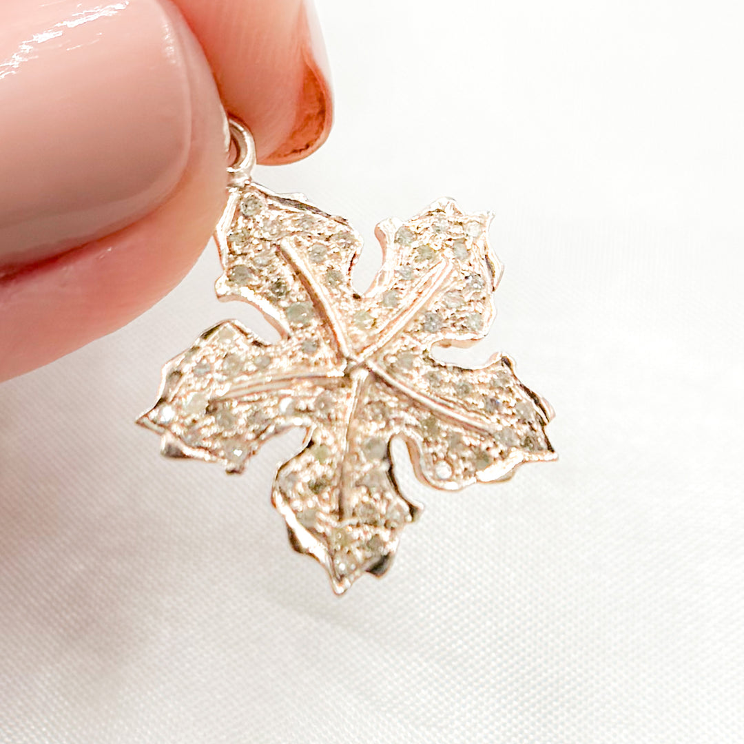 DC442. Diamond Sterling Silver Leaf Pendant