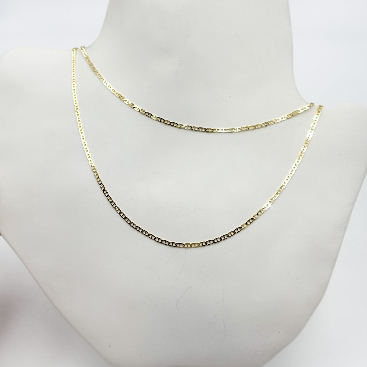 14k Solid Gold Flat Marina Link Chain