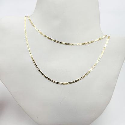 14k Solid Gold Flat Marina Link Chain