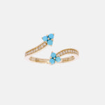 Load image into Gallery viewer, RFC19318TQ. 14K Solid Yellow Gold Diamond and Turquoise Open Triangle Ring