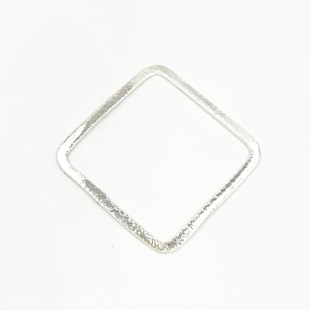 SS3SS. 30MM White Sterling Silver Brushed Square Connector