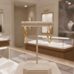 Load image into Gallery viewer, GER125. 14K Solid Gold Twisted Hoop
