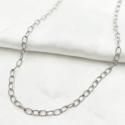 Sterling Silver Textured Cable Necklace