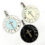 Load image into Gallery viewer, DP529A. Diamond Sterling Silver Round Cross Enamel Pendant
