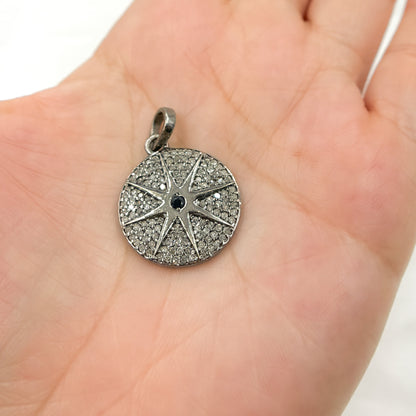 DP601. Diamond Silver Star Pendant with Gemstone