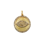 Load image into Gallery viewer, 14K Solid Gold with Diamonds Round Shape with Evil Eye Charm. GDP21
