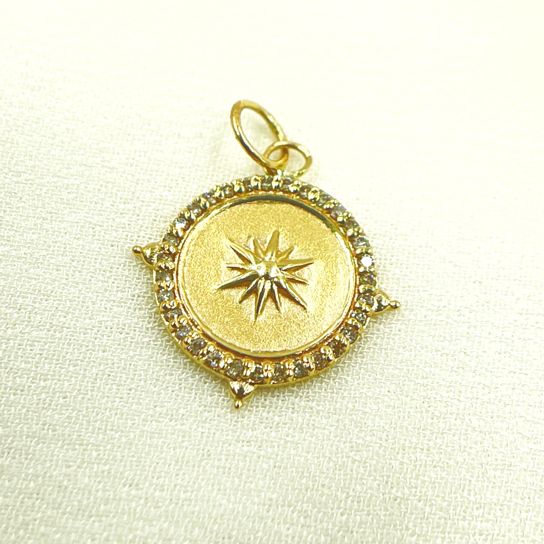 GDP177. 14K Solid Gold Diamond Star Charm