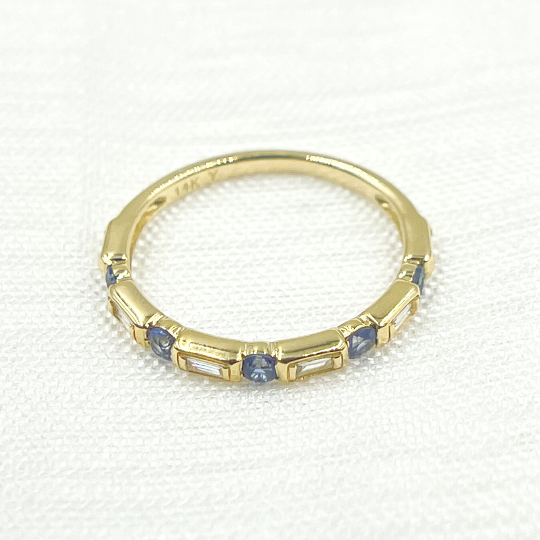 14K Solid Gold Diamond & Blue Sapphire Ring. RAA00669BS