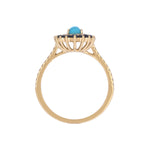 Load image into Gallery viewer, CR97513TQ6X4. 14k Solid Gold Turquoise, Blue Sapphire and Diamond Fancy Ring