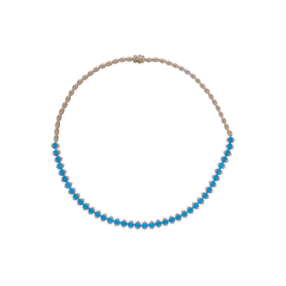 CN96415. 14K Solid Gold Diamond and Gemstone Necklace