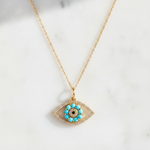 Load image into Gallery viewer, PFE33119. 14K Solid Gold Diamond and Gemstone Eye Necklace