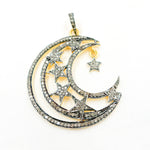 Load image into Gallery viewer, DP079. Diamond Sterling Silver Moon and Star Pendant
