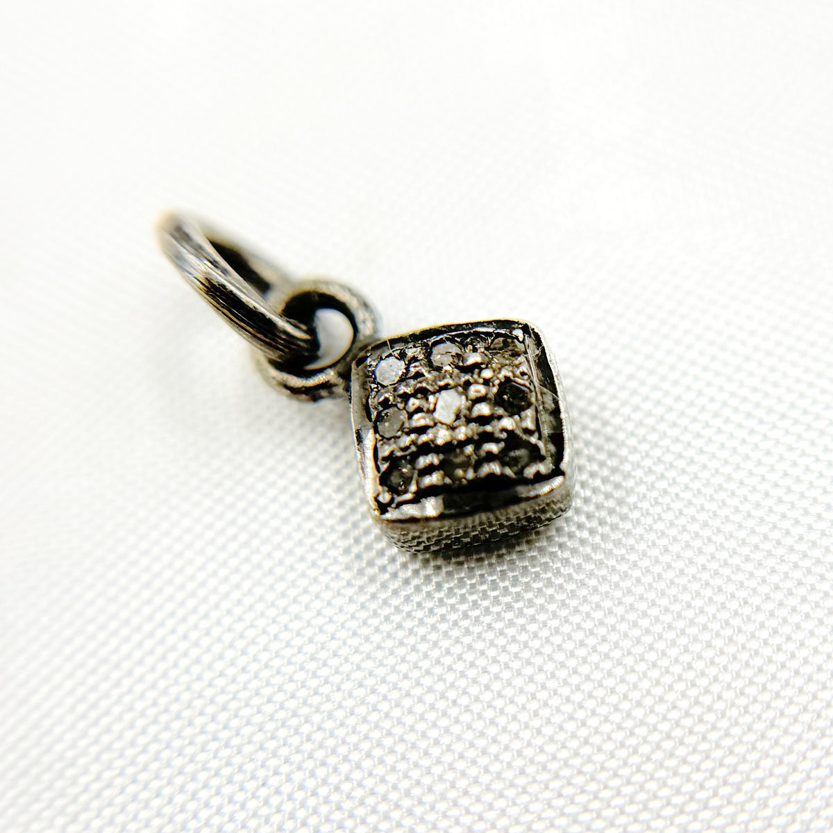 Diamond Sterling Silver Square Charm