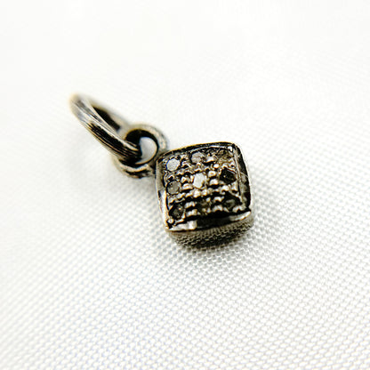 Diamond Sterling Silver Square Charm