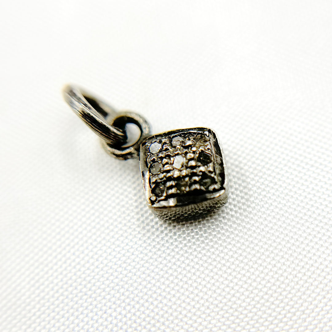 DC517. Diamond Sterling Silver Square Charm