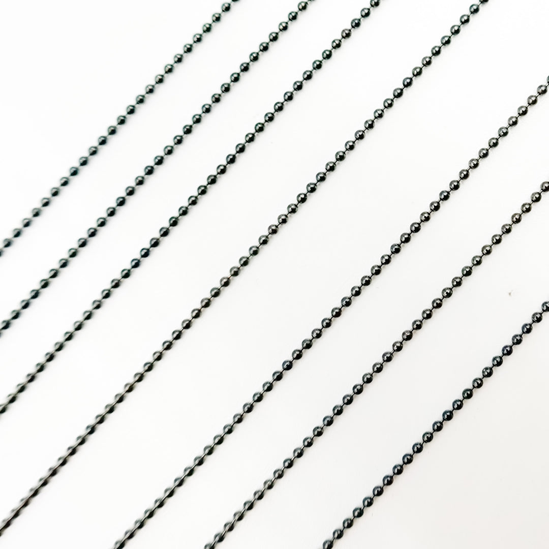 V111BR. Black Rhodium Sterling Silver Black Rhodium Ball Chain