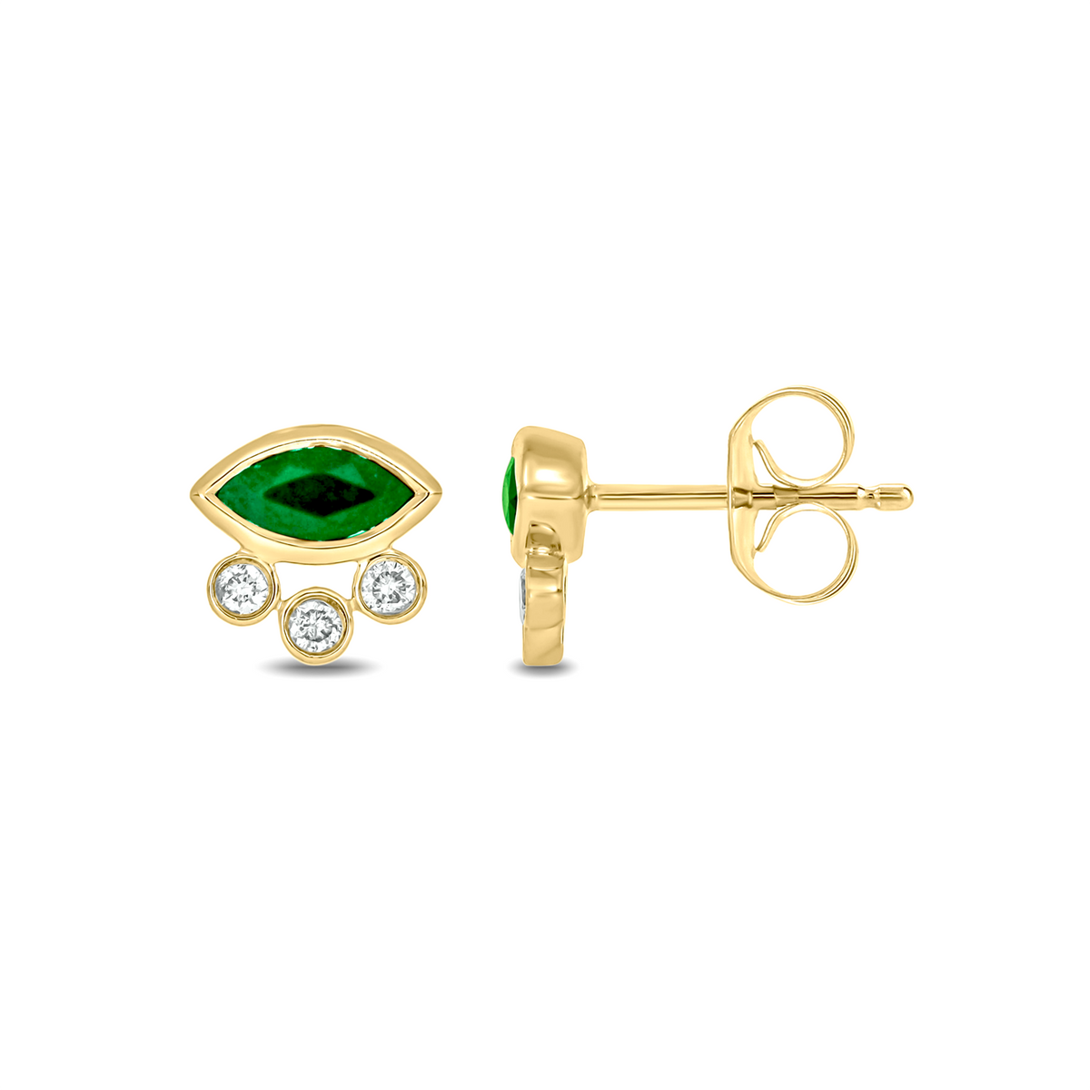 EFB52986. 14K Solid Gold Diamond and Gemstone Fancy Stud Earrings