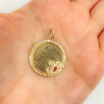 Load image into Gallery viewer, 14K Solid Gold Circle Flower Diamonds &amp; Gemstone. KG166
