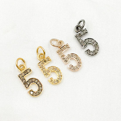 DC504. Diamond Sterling Silver Number "5" Charm