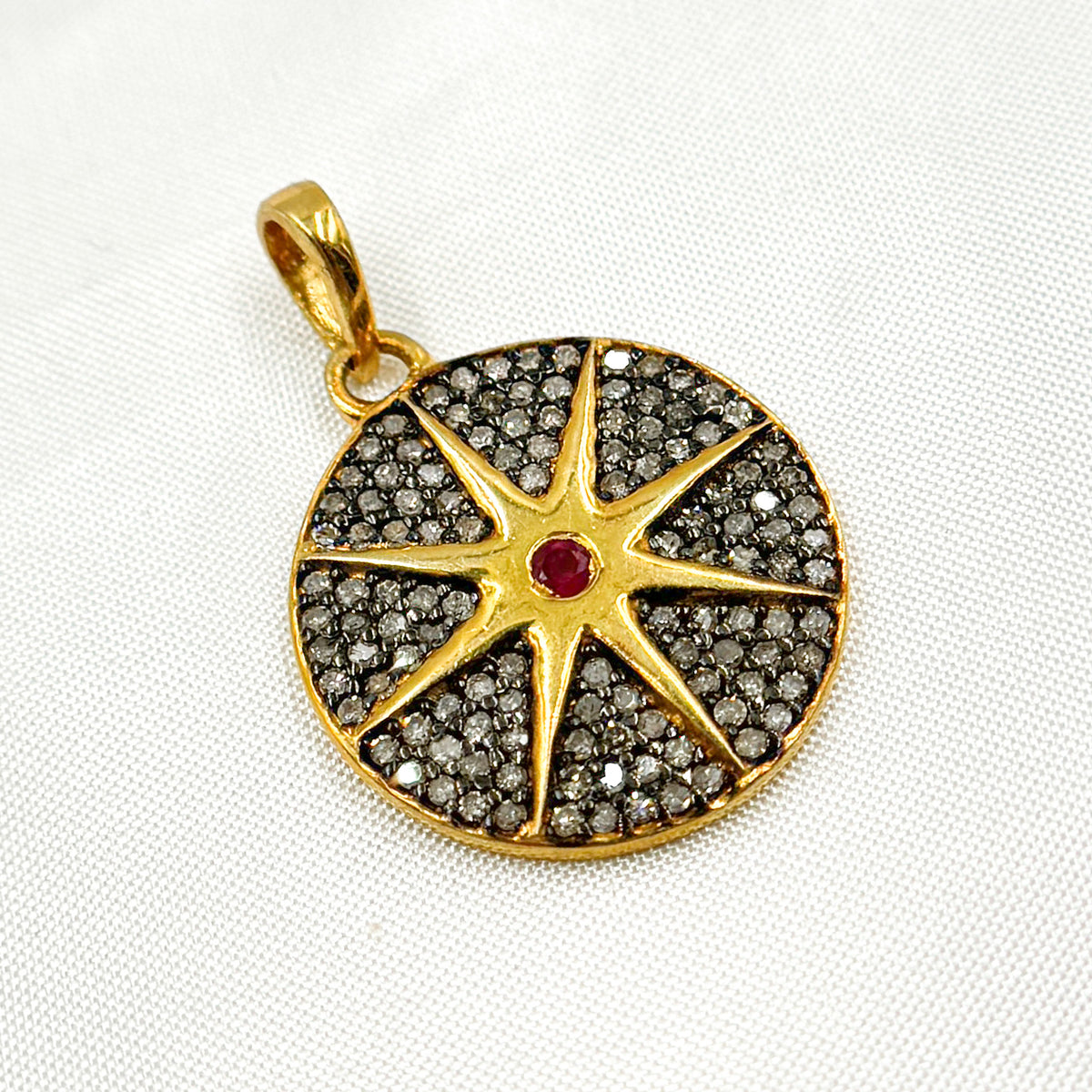 DP601. Diamond Silver Star Pendant with Gemstone