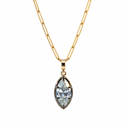 CMN00353. 14K Solid Gold Marquise-Shaped Diamond Charm