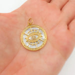 Load image into Gallery viewer, 14K Gold Round Evil Eye Pendant