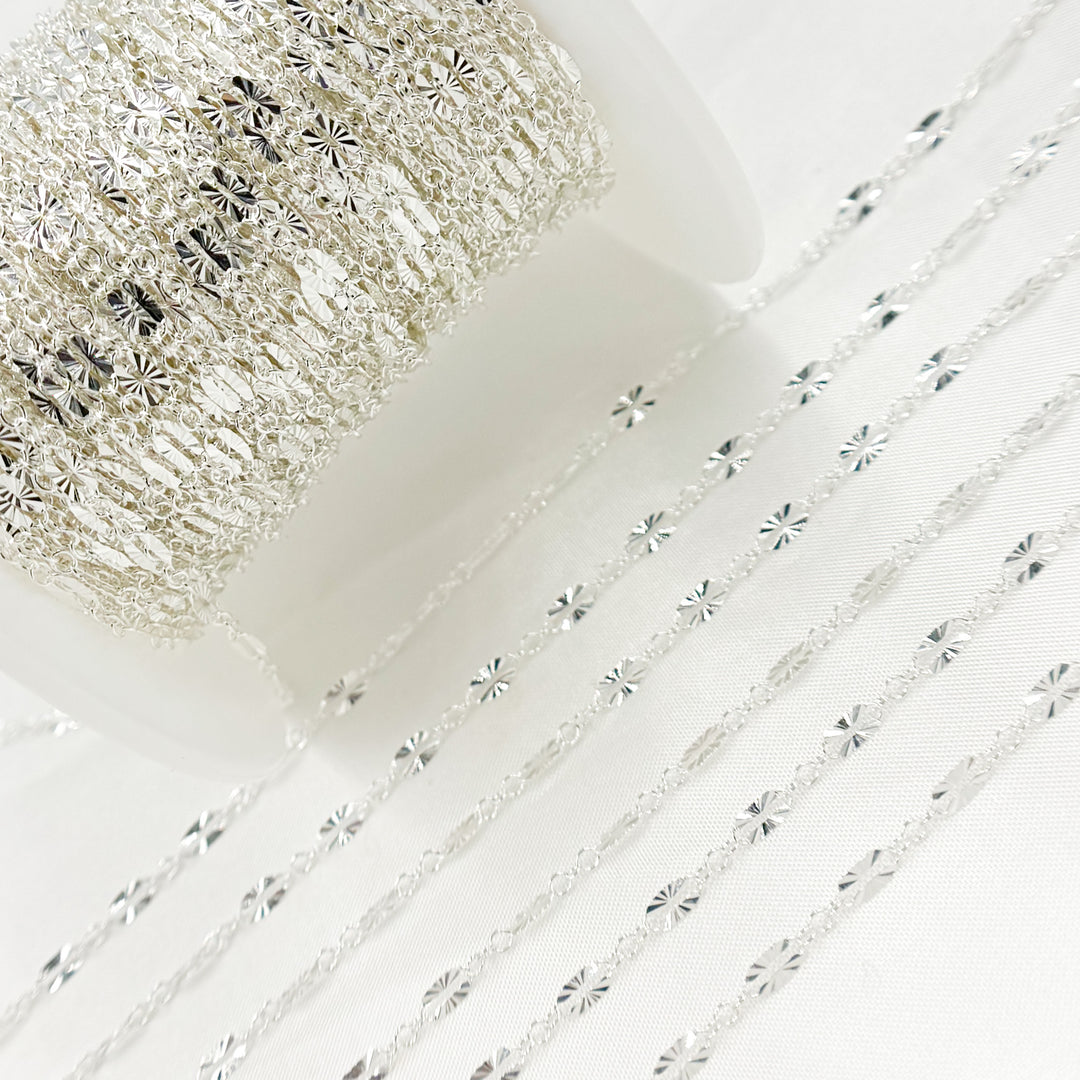 163SBSFSS. Sterling Silver Diamond Cut Marina Link Chain