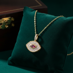 Load image into Gallery viewer, CP97269RU6X3. 14K Solid Gold Diamond and Gemstone Evil Eye Necklace