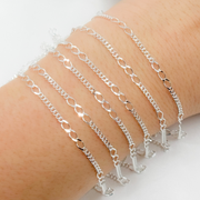 Sterling Silver 3 Links Long and Curb Chain in Between