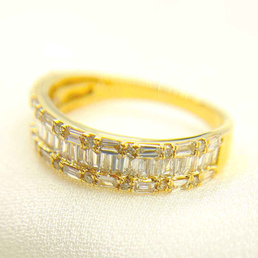 14K Solid Yellow Gold Diamond Band Ring. RAK01366