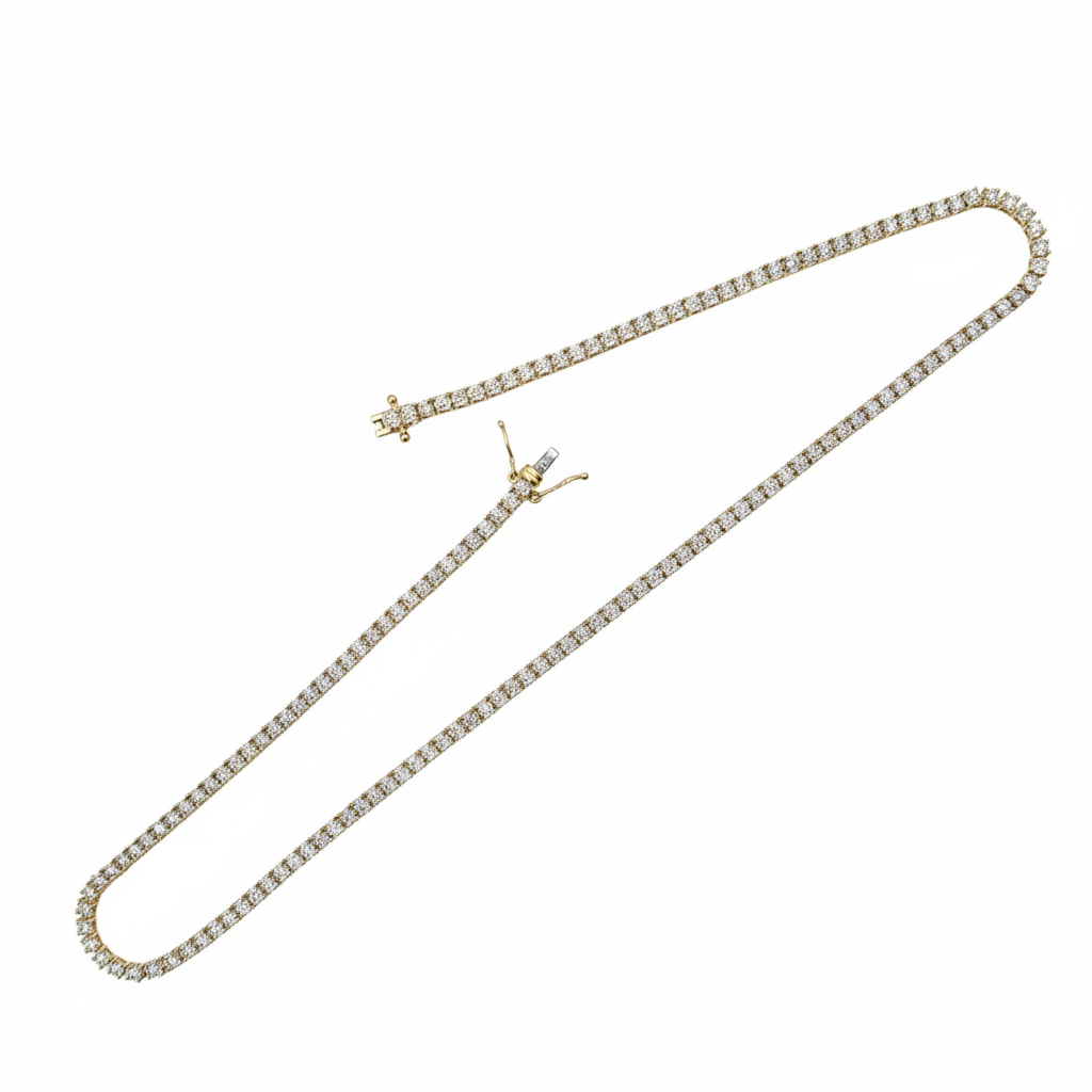 NFP71363. 14K Solid Gold Diamond Tennis Necklace