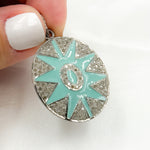 Load image into Gallery viewer, DP507A. Diamond Sterling Silver Oval Star Enamel Pendant
