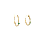 Load image into Gallery viewer, 14k Solid Gold Diamond and Emerald Hoops.  EHC56665EM
