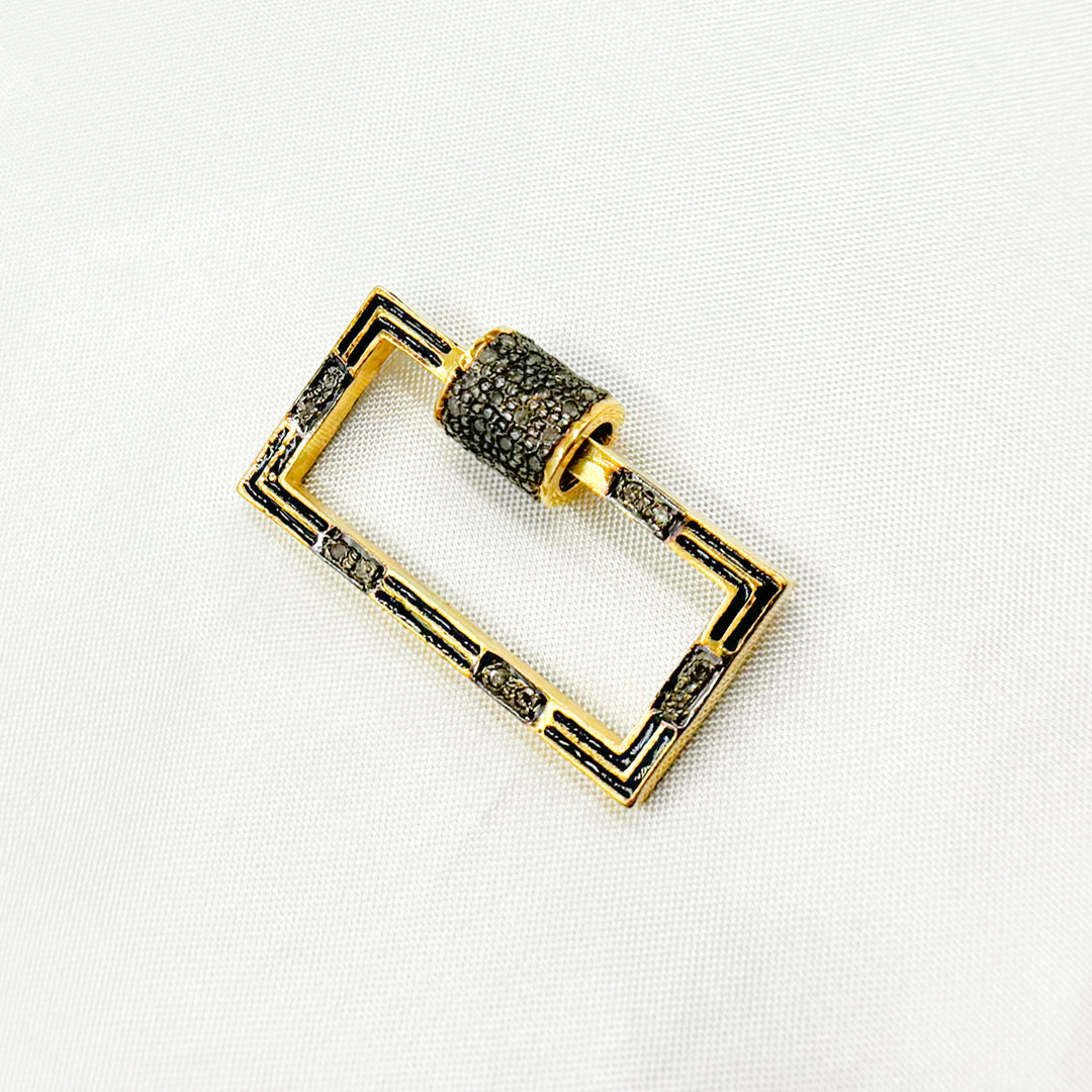 DC083A. Diamond Sterling Silver Rectangle Enamel Carabiner Clasp