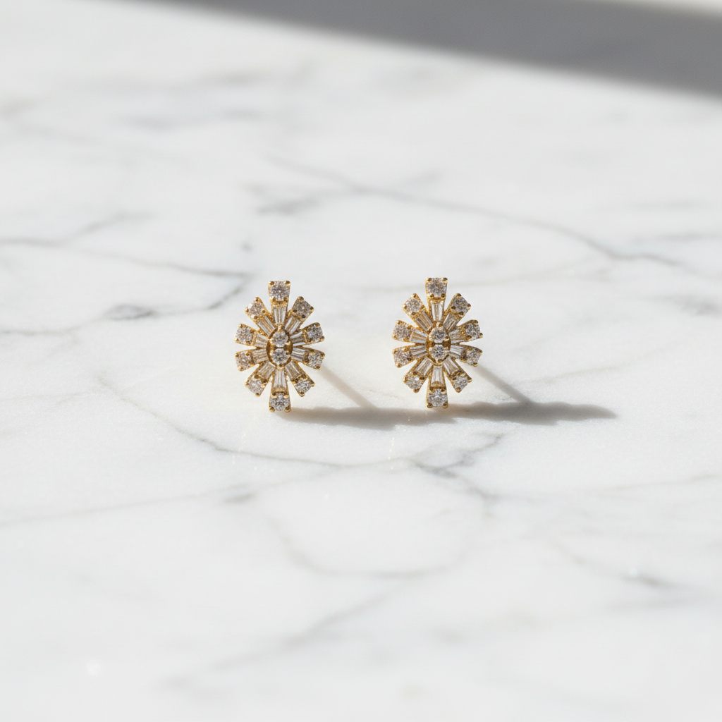 ER421158. 14k Solid Yellow Gold Oval Diamond Studs