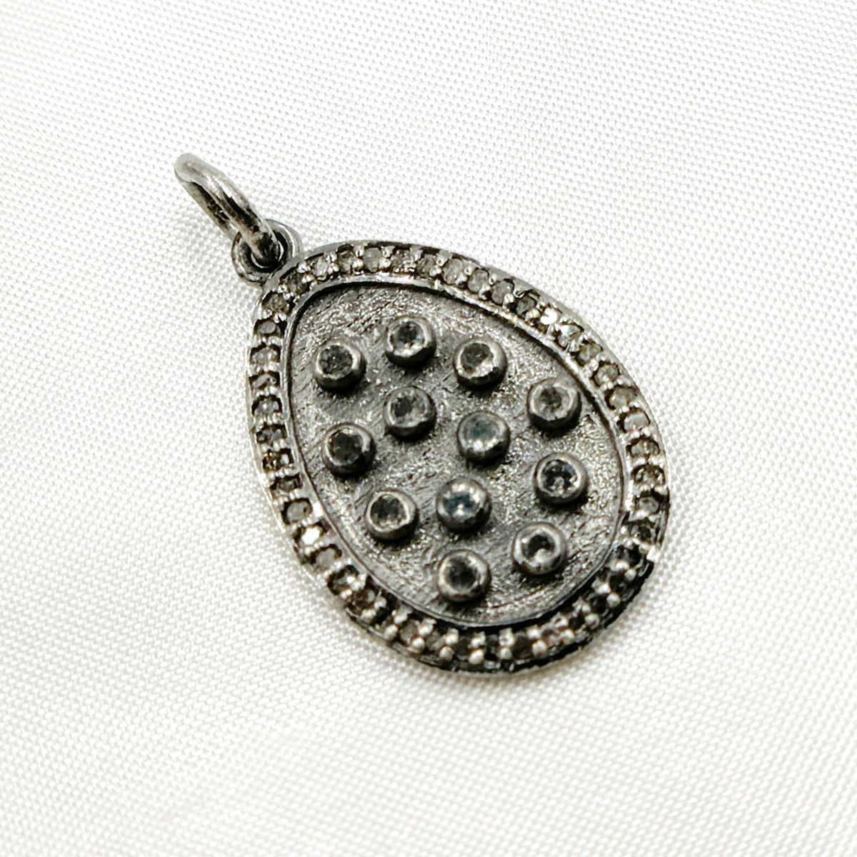 Diamond Sterling Silver Drop Pendant with Gemstone