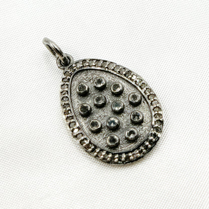 Diamond Sterling Silver Drop Pendant with Gemstone