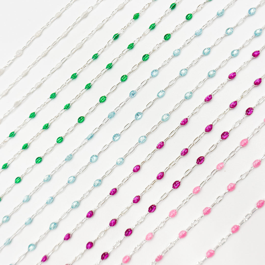 V250ENSS. Sterling Silver Enamel Satellite Chains