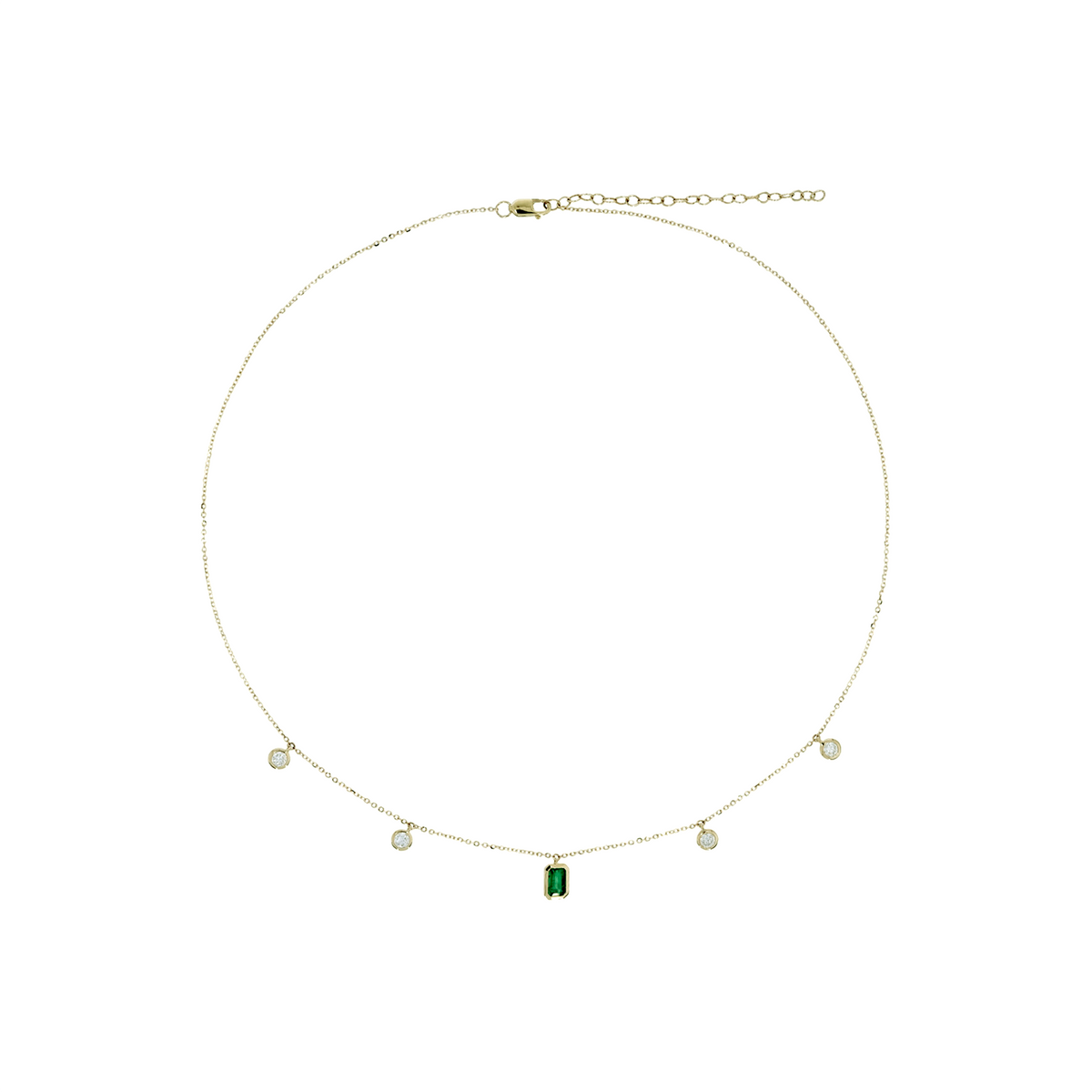 NFL72715EM. 14K Solid Gold Diamond and Emerald Necklace