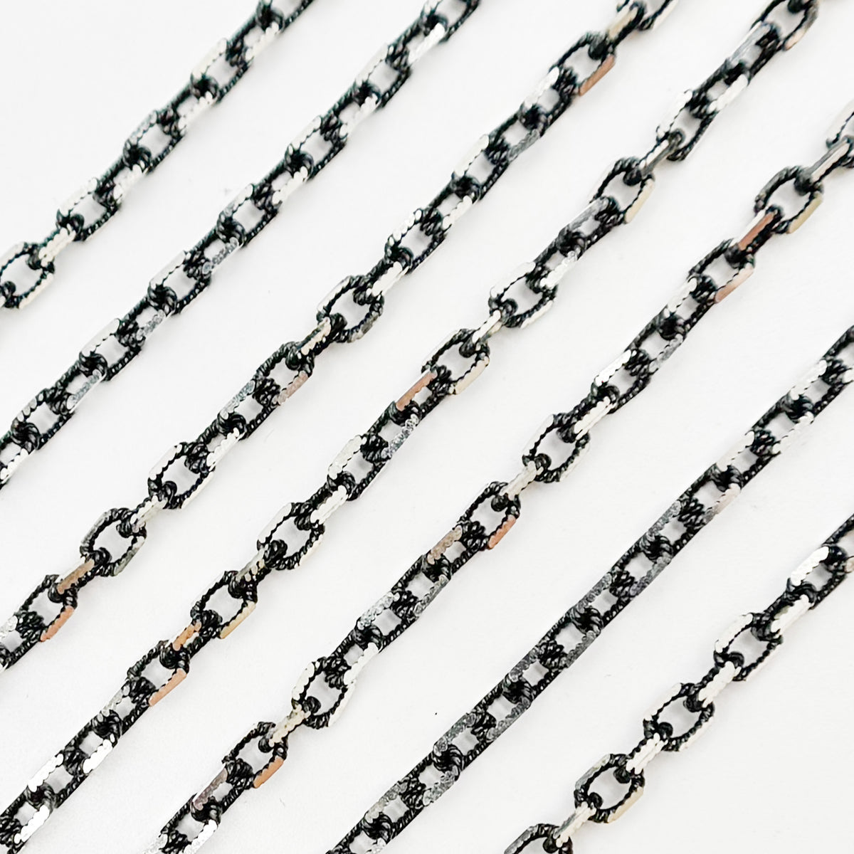 Black Rhodium Sterling Silver Diamond Cut Box Chain