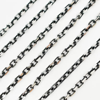 Black Rhodium Sterling Silver Diamond Cut Box Chain