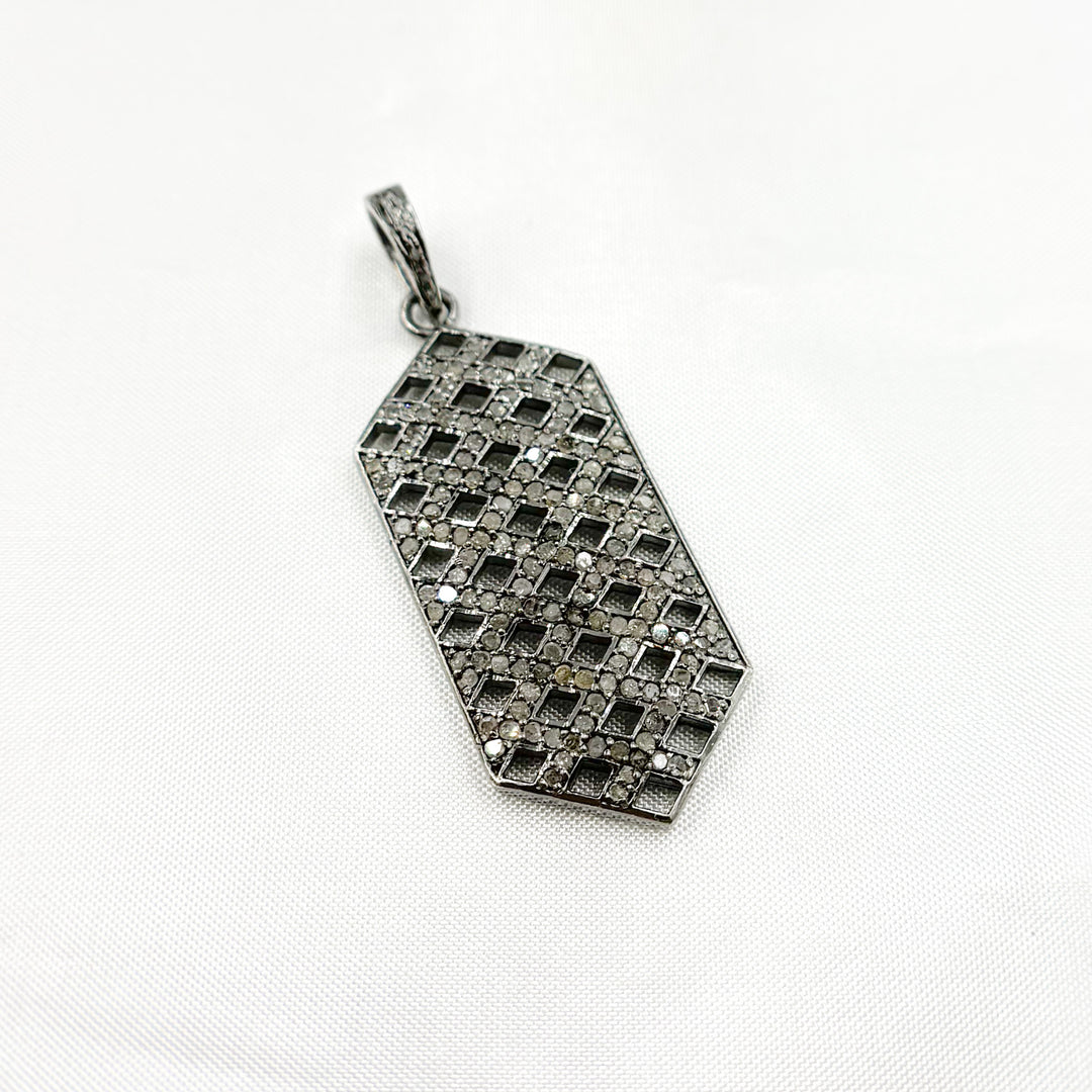 DP154. Diamond Sterling Silver Hexagon Pendant