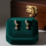 Load image into Gallery viewer, EFB54156. 14K Solid Gold Diamond Moon Studs Earrings