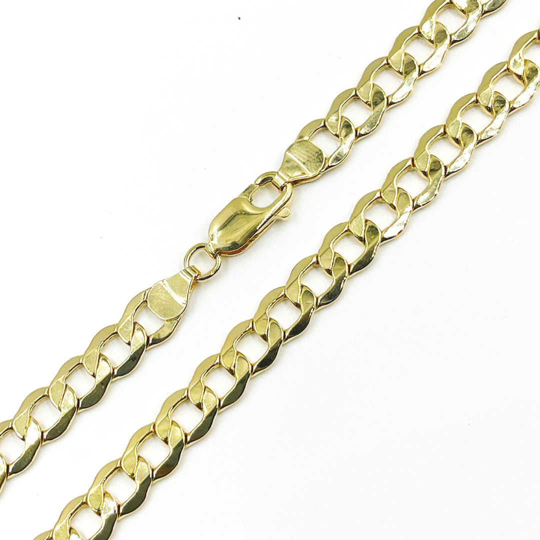 14K Solid Gold Flat Curb Necklace. 030GLB