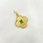 Load image into Gallery viewer, 14k Solid Gold Diamond and Emerald Clover Charm. GDP648
