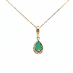 Load image into Gallery viewer, CMA00343EM. 14K Solid Gold Drop-Shaped Emerald and Diamond Charm